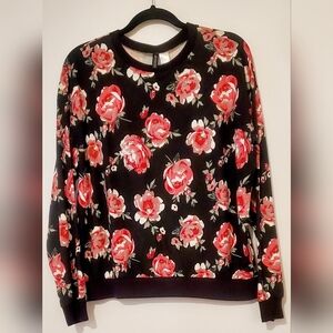 Navy Multicolored Floral Print Top